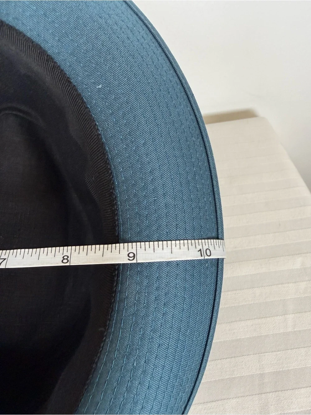 HERMES ‘Edouard’ Cotton Canvas Fedora Hat Made In France Deep Peacock Blue 58cm